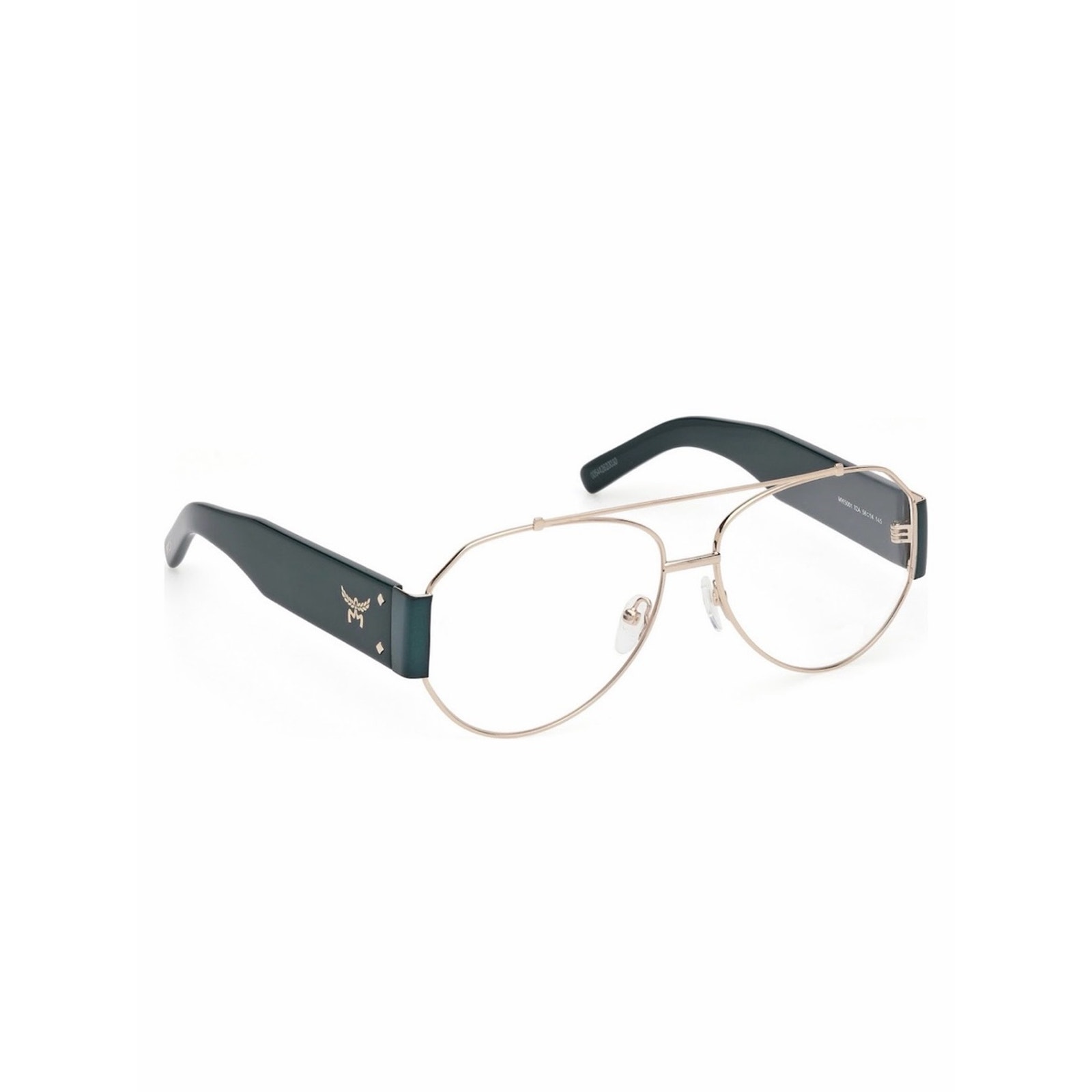 New!!! Mcm Mw5001 32a Gold Metal Frame With Dark Green Temples Eyeglasses